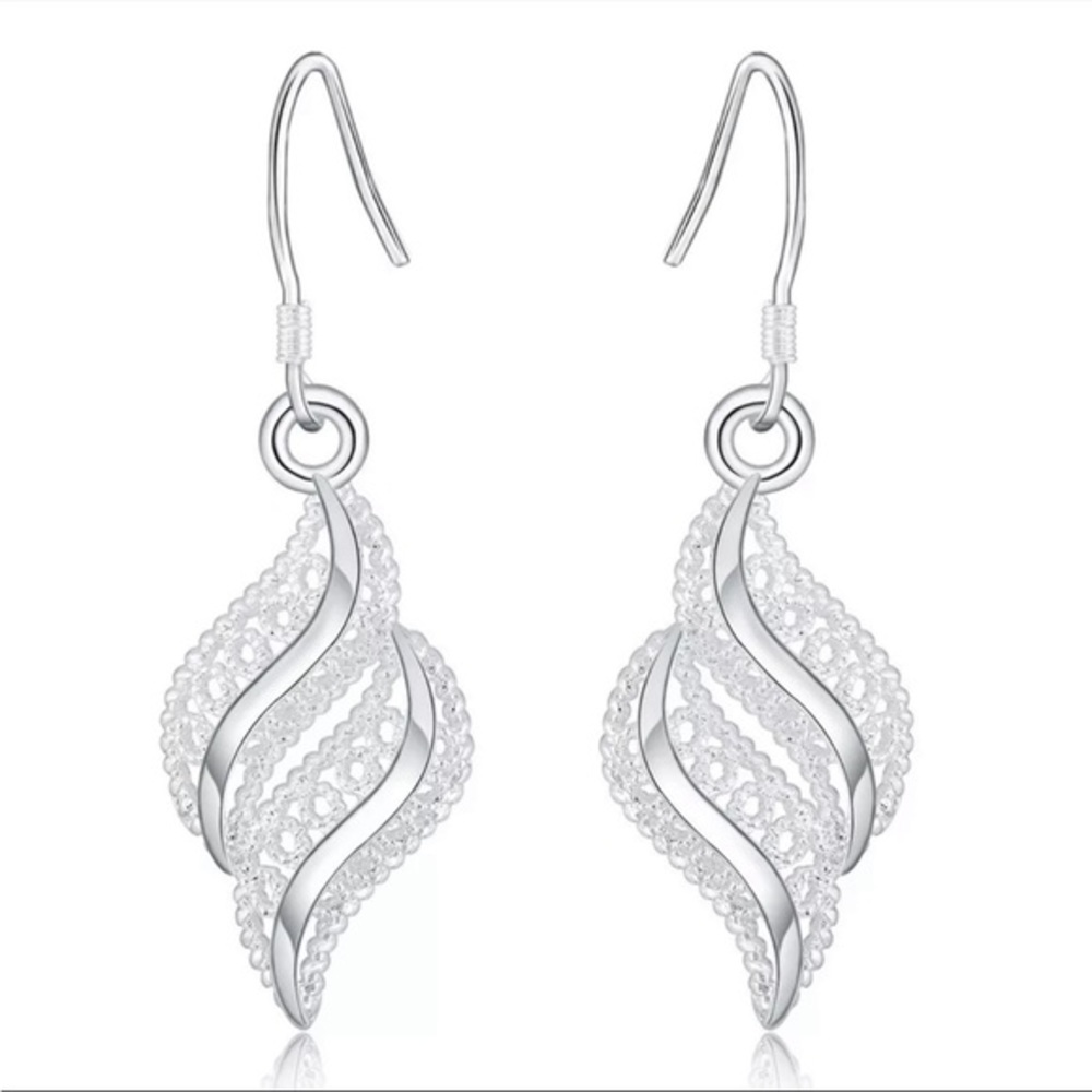 925 Sterling Silver Bohemian Vintage Design Dangle Drop Hook Earrings